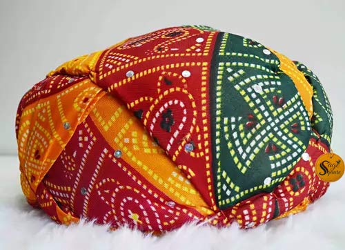Sage Square Rajasthani Traditional Turban Pagdi Safa for Marriage Mehandi Holi Function Decoration for Kids, Men and Women (Free Size) (Pack of 2) - Image 2
