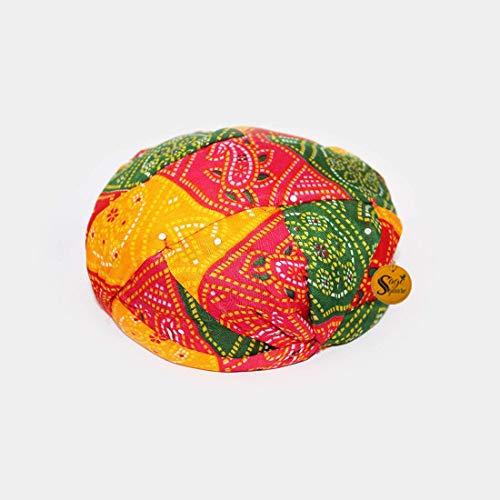 Sage Square Rajasthani Traditional Turban Pagdi Safa for Marriage Mehandi Holi Function Decoration for Kids, Men and Women (Free Size) (Pack of 2) - Image 3