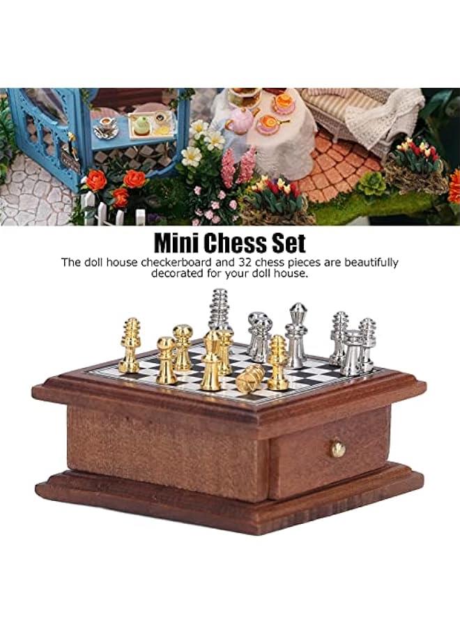 Chess Set Dollhouse Decoration, Miniature Chess Set 1:12 Exquisite Mini Chess Set Mini Household Decoration Home for Chess Playing Dollhouse Decoration - Image 3