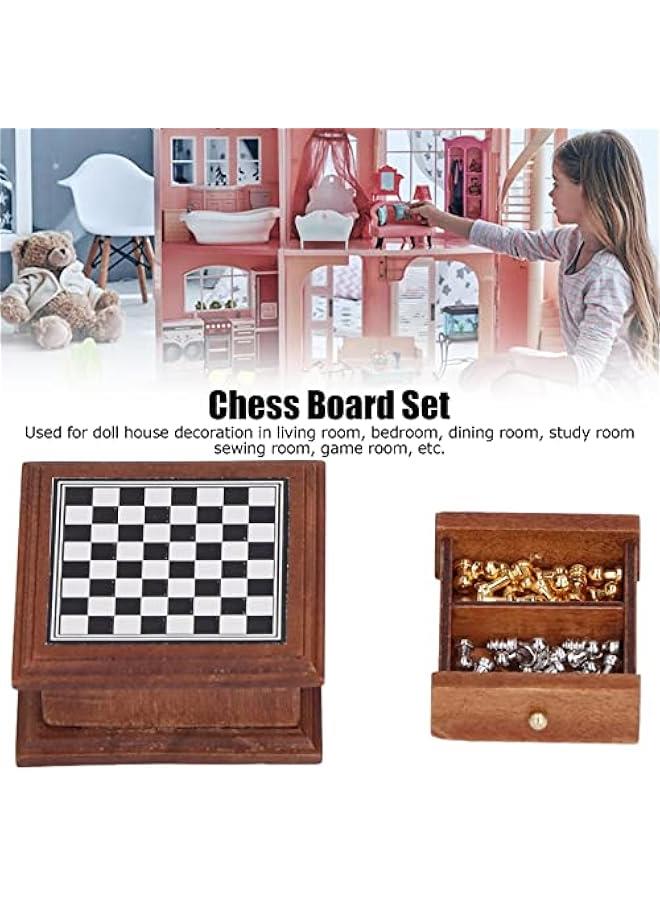 Chess Set Dollhouse Decoration, Miniature Chess Set 1:12 Exquisite Mini Chess Set Mini Household Decoration Home for Chess Playing Dollhouse Decoration - Image 2