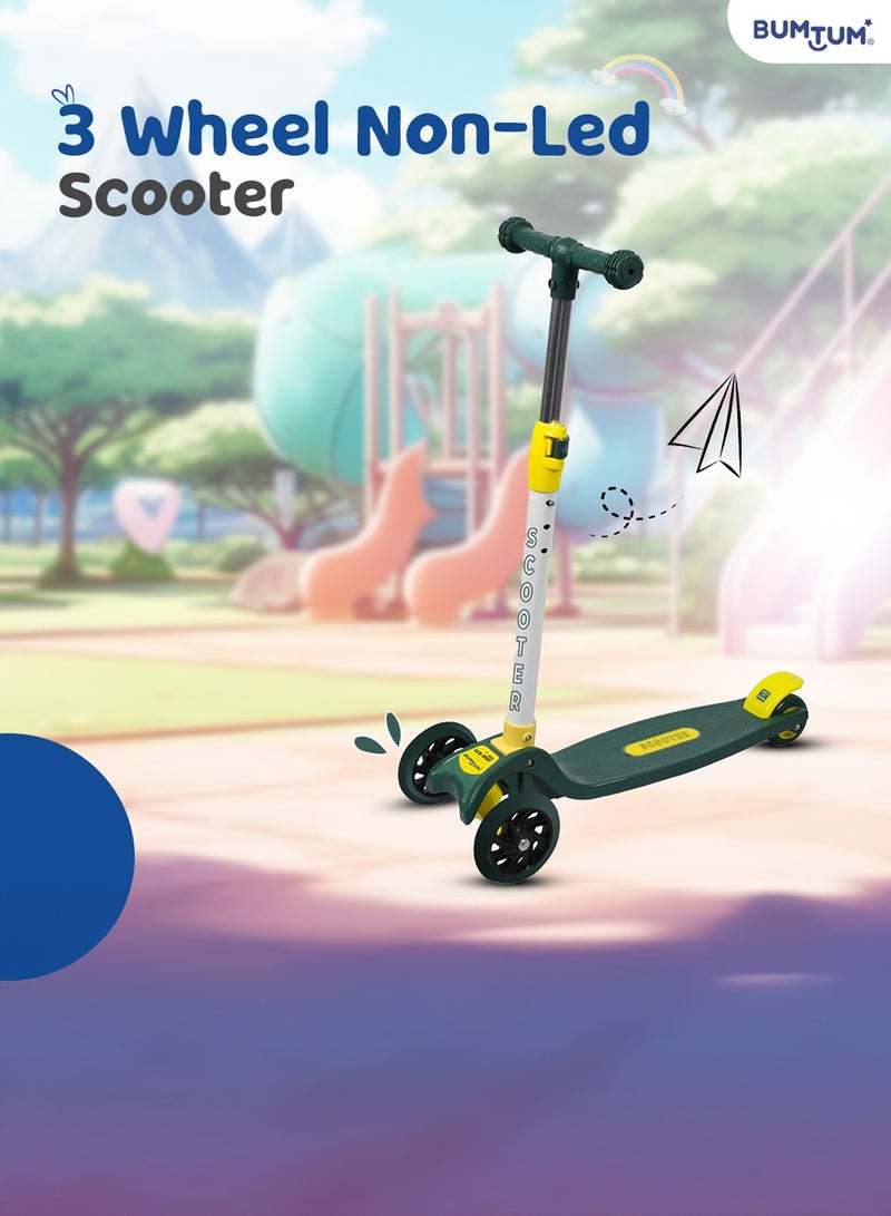 Bumtum Green Foldable Scooter for Kids, Smart 3 Wheel Kids Scooter with Adjustable Height, Runner Scooter with PU Wheels & Brake, Skate Scooter for Kids 3 to 7 Years Boys Girls - Image 2