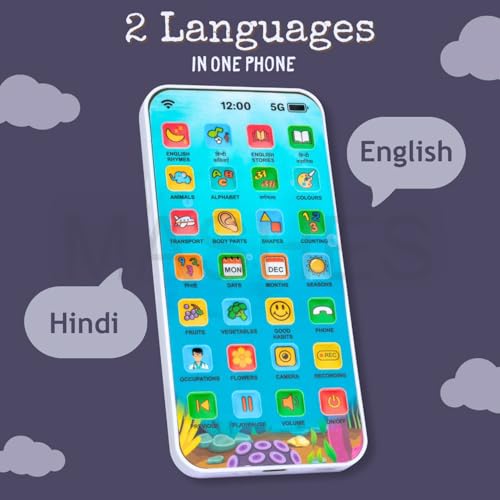 Mashes Kids Educational Mobile Phone Toy | Musical Instruments, Stories, Counting, Colours, Shapes, Fruits, Transport | Learning Smartphone Toy for Kids (Hindi and English Version) - Image 3