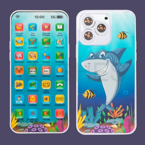 Mashes Kids Educational Mobile Phone Toy | Musical Instruments, Stories, Counting, Colours, Shapes, Fruits, Transport | Learning Smartphone Toy for Kids (Hindi and English Version) - Image 4