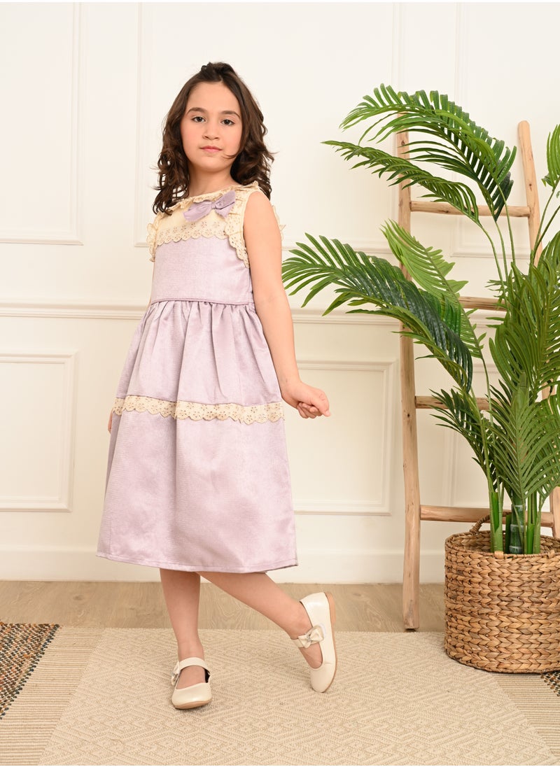 FULL JOY An  elegant and Beautiful Girls' Dress  , Purple  - Image 1