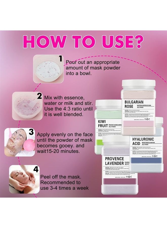 POZTL Jelly Mask Powder for Facials, Natural Rose Petals Jelly Face Mask, Professional Peel Off Hydro Face Mask Powder Leaves Skin Soft Moisturized and Revitalized, DIY SPA Rubber Mask Powder, 23 Fl O - Image 5