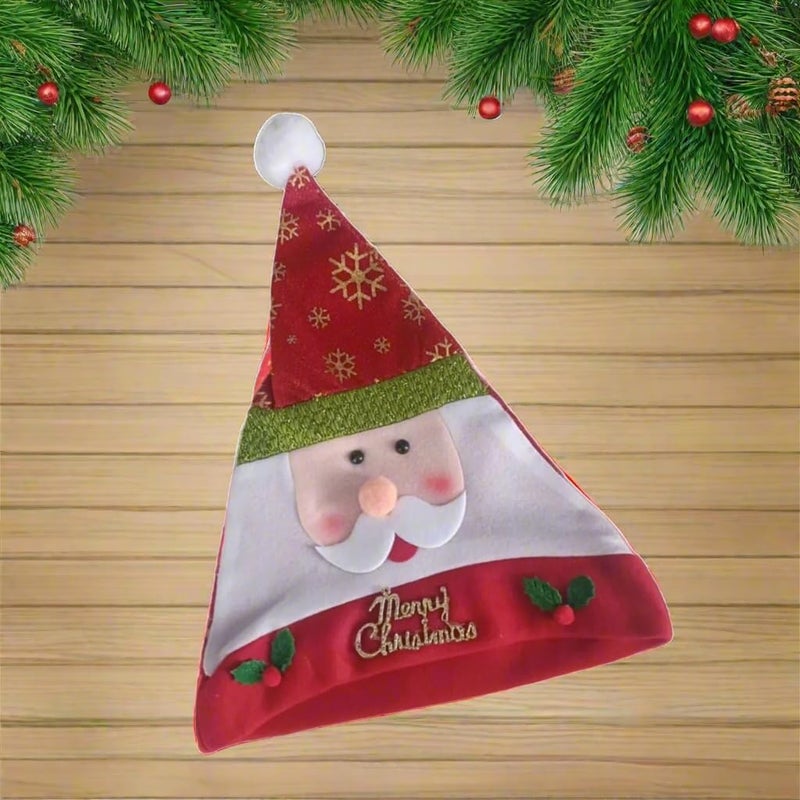 ALILA Santa Red Cap Christmas Unisex Hat for Adult & Kids Comfortable Soft Free Size Santa Clause Xmas Decorations Christmas Decor Santa Caps, Set of 2, Red - Image 2