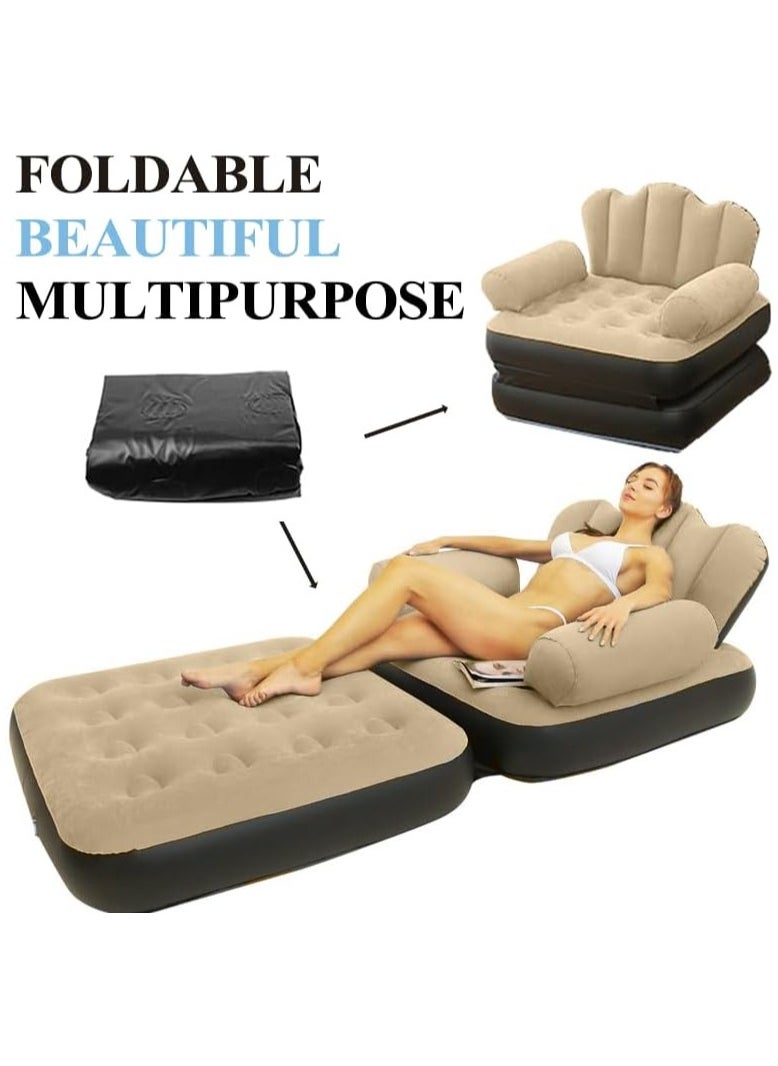 DubaiGallery - Single Inflatable Sofa Bed Air Sofa Bed | 5 in 1 Inflatable Sofa Bed with Armrest - Portable Inflatable Sofa, Air Lounger, Lazy Sofa - Image 1