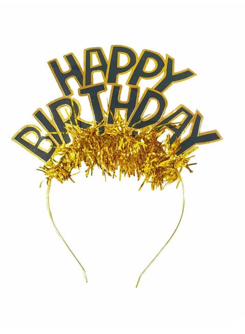 Happy Birthday Black X Gold Headband