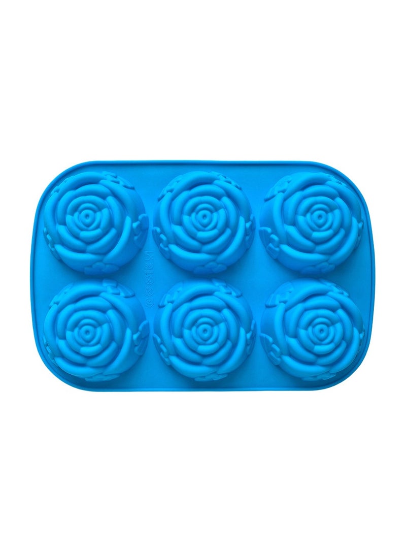 6 Holes Flower Rose Handmade Soap Candle Mold Silicone Cake Mold Bakeware Baking Dish Pan Muffin Mould Rose Ice Cube - Image 2