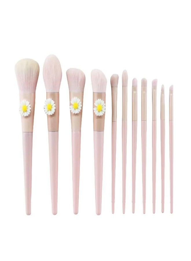 COSHINE 11PCS Cute Daisy Pink Makeup Brush Set, Full Complete Powder, Foundation, Blush, Eye Shadow Cosmetic Brushes Kit - Image 1
