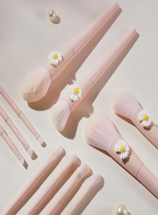 COSHINE 11PCS Cute Daisy Pink Makeup Brush Set, Full Complete Powder, Foundation, Blush, Eye Shadow Cosmetic Brushes Kit - Image 5