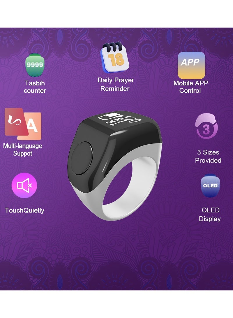 Zad Smart Digital Ring (Pink) for Dhikr and Prayer Reminders with Mobile App - Three Sizes Included - Image 5