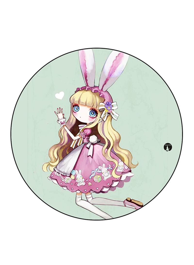 RKN Girl Printed Mouse Pad  Round  Multicolour