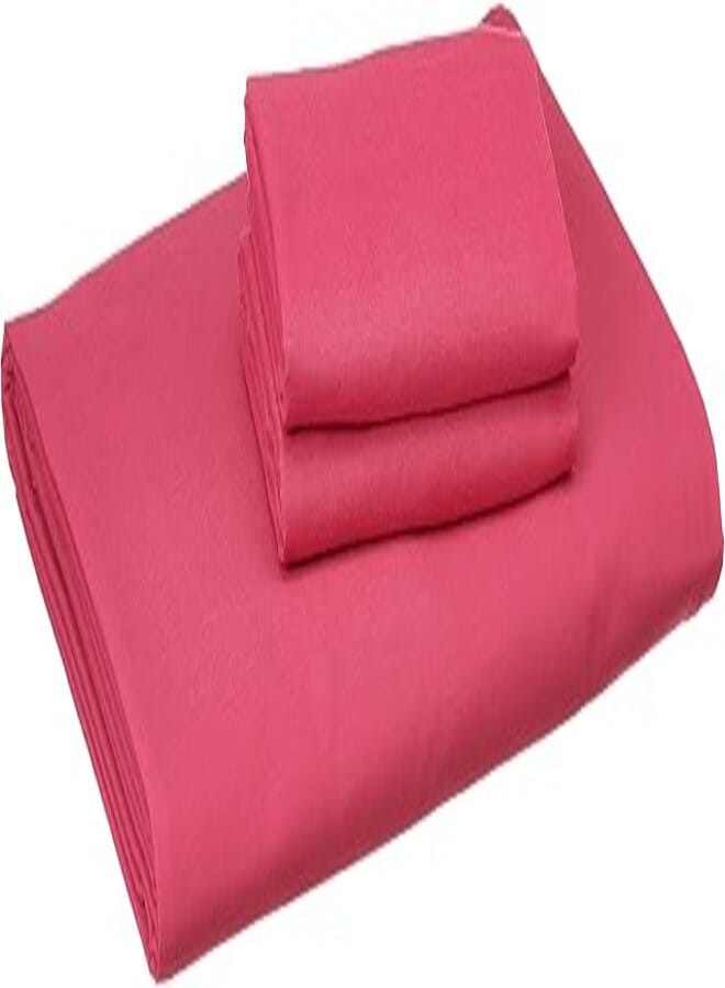 NICE HOME Fitting Bed Sheet Set - 2 Pillow Cases and 1 Bed Sheet - Size 100x200cm Fuschia