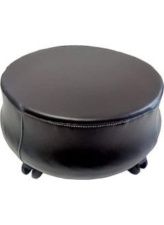RAJCHAIR RAJCHAIR Outdoor Indoor Taylor Mehendi Stool with PU Foam Sheet Double Colour Leather with 4 Wheels Black 