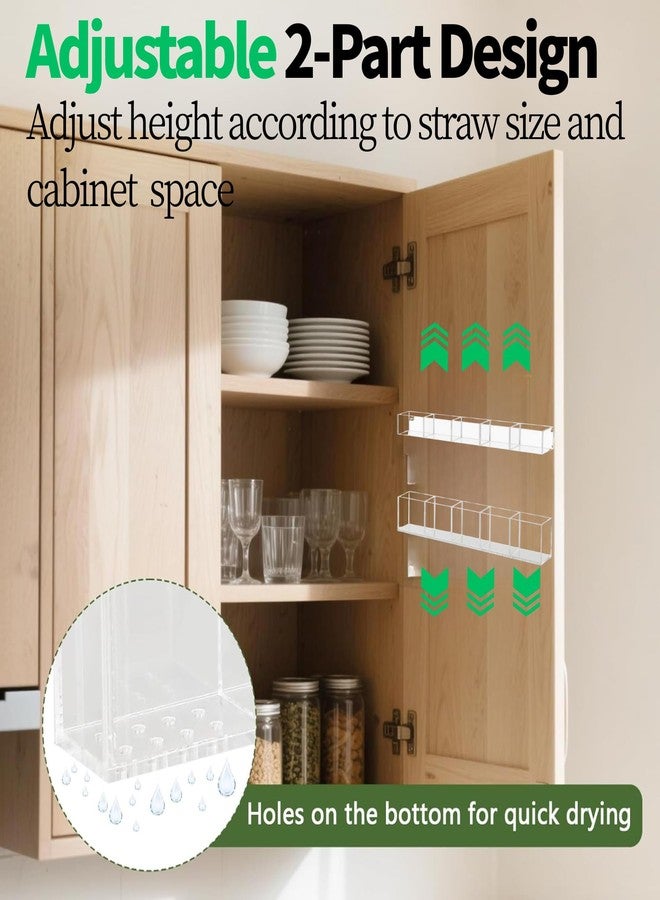 WangCai Adjustable Two-Part Large Acrylic Straw Holder for Cabinet Door - 2025 Upgraded Straw Dispensers with Double Sided Adhesive Tape, Ultra Sticky Cupboard Door Mounted (Transparent) - Image 3