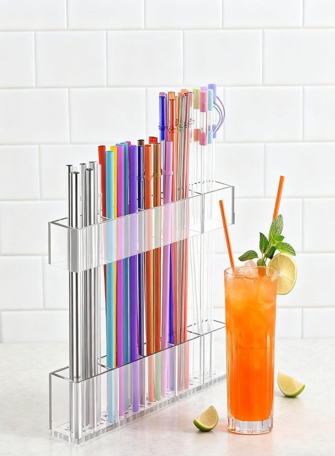 WangCai Adjustable Two-Part Large Acrylic Straw Holder for Cabinet Door - 2025 Upgraded Straw Dispensers with Double Sided Adhesive Tape, Ultra Sticky Cupboard Door Mounted (Transparent) - Image 1