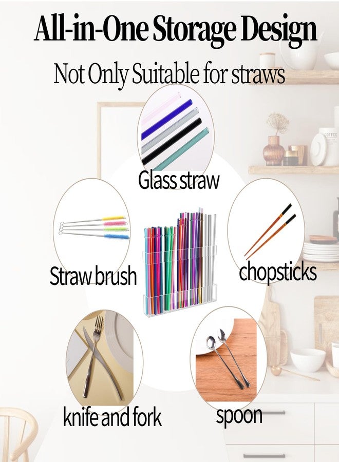 WangCai Adjustable Two-Part Large Acrylic Straw Holder for Cabinet Door - 2025 Upgraded Straw Dispensers with Double Sided Adhesive Tape, Ultra Sticky Cupboard Door Mounted (Transparent) - Image 5