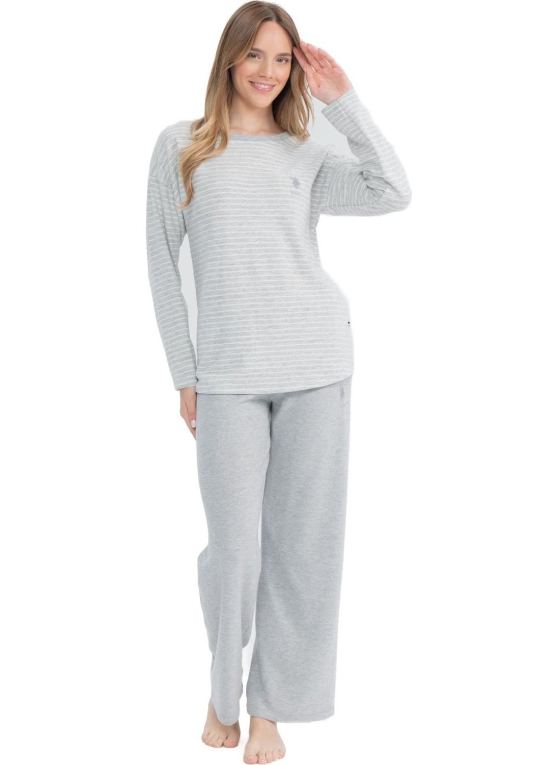 17083 Women's Gray Melange Long Sleeve Round Neck Pajama Set - pzsku/Z555F9DA63522BA5B826AZ/45/_/1730376888/eebd3721-5cea-4aaf-9f5e-32f4b1eb3990