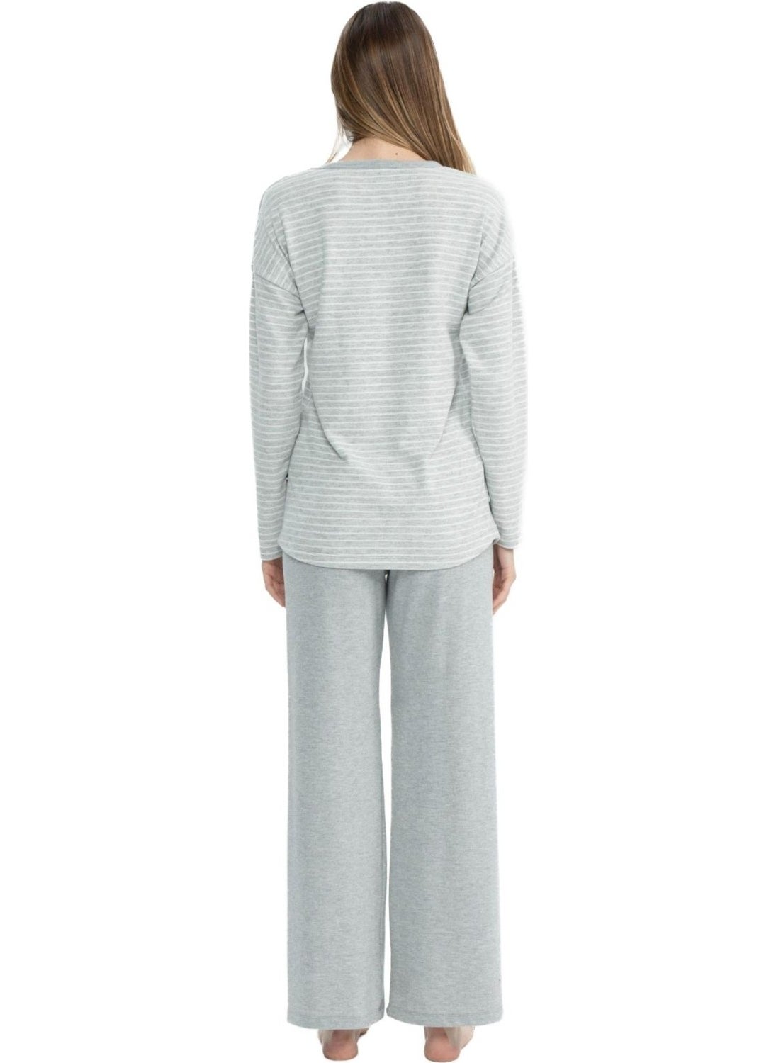 17083 Women's Gray Melange Long Sleeve Round Neck Pajama Set - pzsku/Z555F9DA63522BA5B826AZ/45/_/1730376889/88bc0eff-6e14-4cd4-9df7-6dd9e805662a