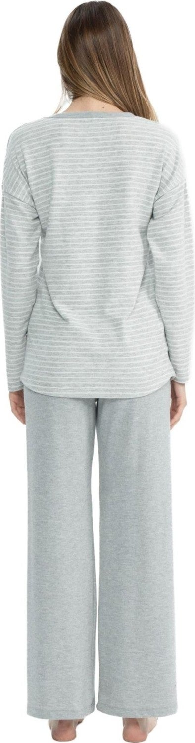 U.S. Polo Assn. 17083 Women's Gray Melange Long Sleeve Round Neck Pajama Set - Image 3