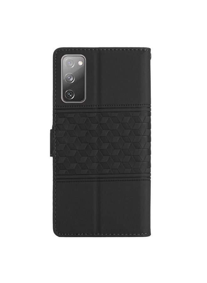 اس-توب جراب لهاتف Samsung Galaxy S20 FE مصنوع من الجلد المنقوش بالألماس مع حبل تعليق - Image 3