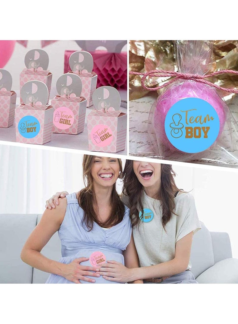 Excefore Gender Reveal Stickers, 72 Pcs Baby Sticker Labels with Gold Glitter Letter Team Boy and Team Girl Stickers for Baby Shower Decorations and Gender Reveal Party Games - Image 4