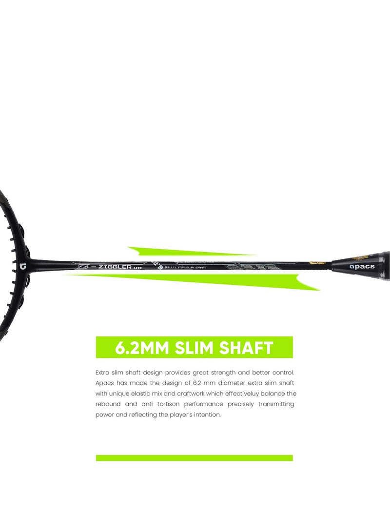 Apacs Z-Ziggler Lite Unstrung Badminton Racket | 33 LBS 6g & 6.2 mm Slim Shaft | 3 3/8 inches Grip Size | Lightweight Design | Includes Full Cover for Protection  - Image 4