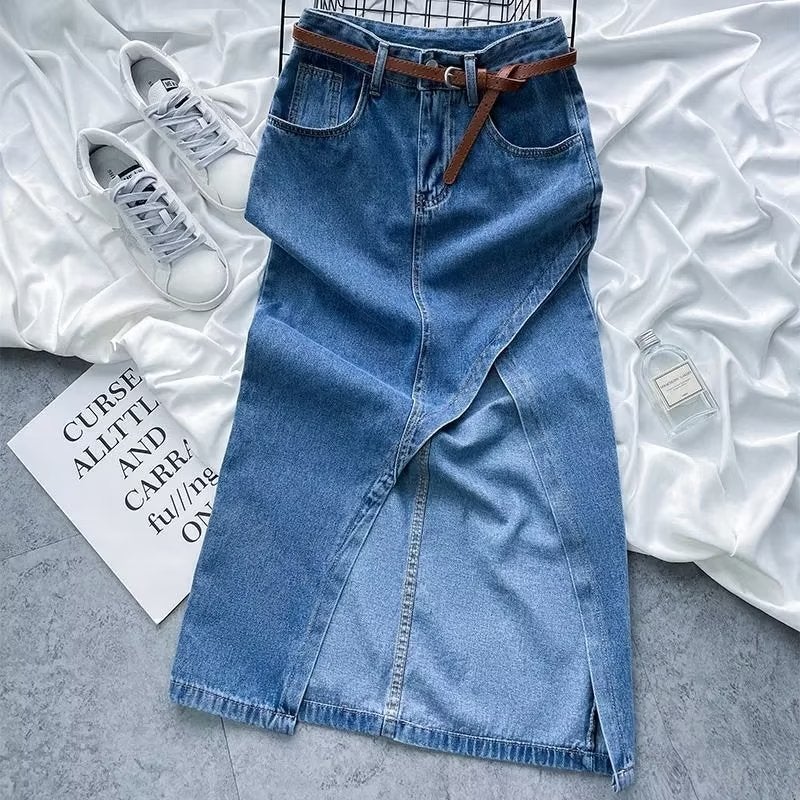 Design Sense Niche Spice Girl Split Skirt Women'S Summer Wear 2022 New High Waist Slim Hip Denim Skirt - Image 1
