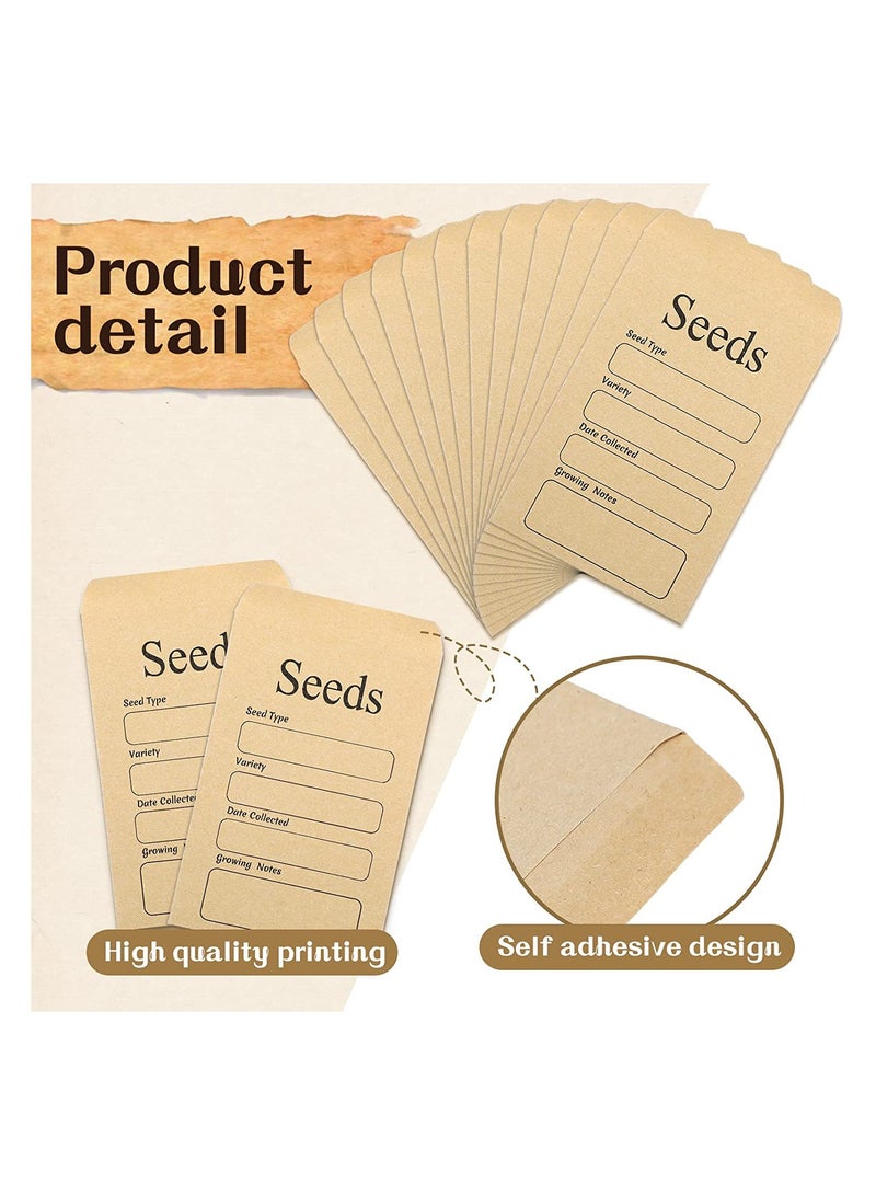 SYOSI Seed Saving Envelopes, 3.15 x 4.72 Inch Resealable Self Sealing Seed Envelope Seed Packets, with Preprinted Seed Collecting Template, for Collection of Seeds, Yellow, 100 Pcs  - Image 3