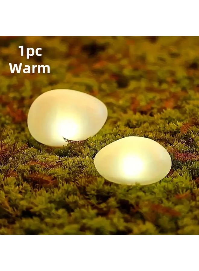 Solar Garden Lights Pebble Shaped Outdoor Warm White Automatic Pathway Lighting - Image 1