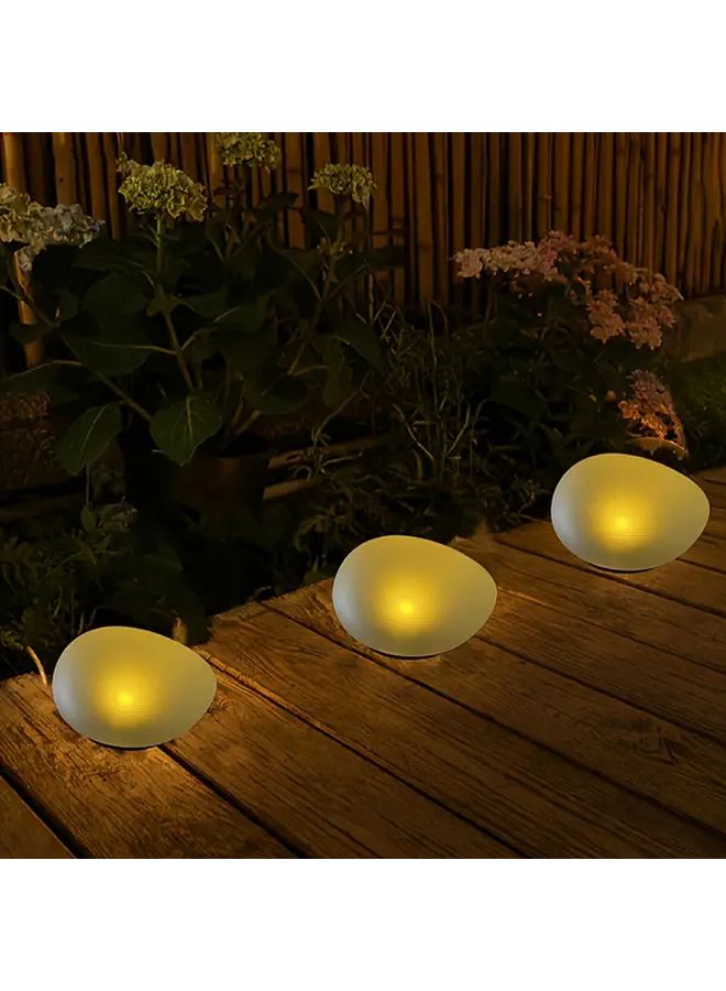 Solar Garden Lights Pebble Shaped Outdoor Warm White Automatic Pathway Lighting - Image 4