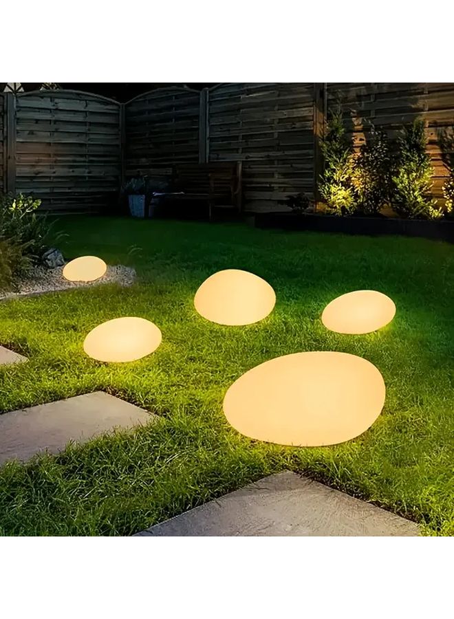 Solar Garden Lights Pebble Shaped Outdoor Warm White Automatic Pathway Lighting - Image 5