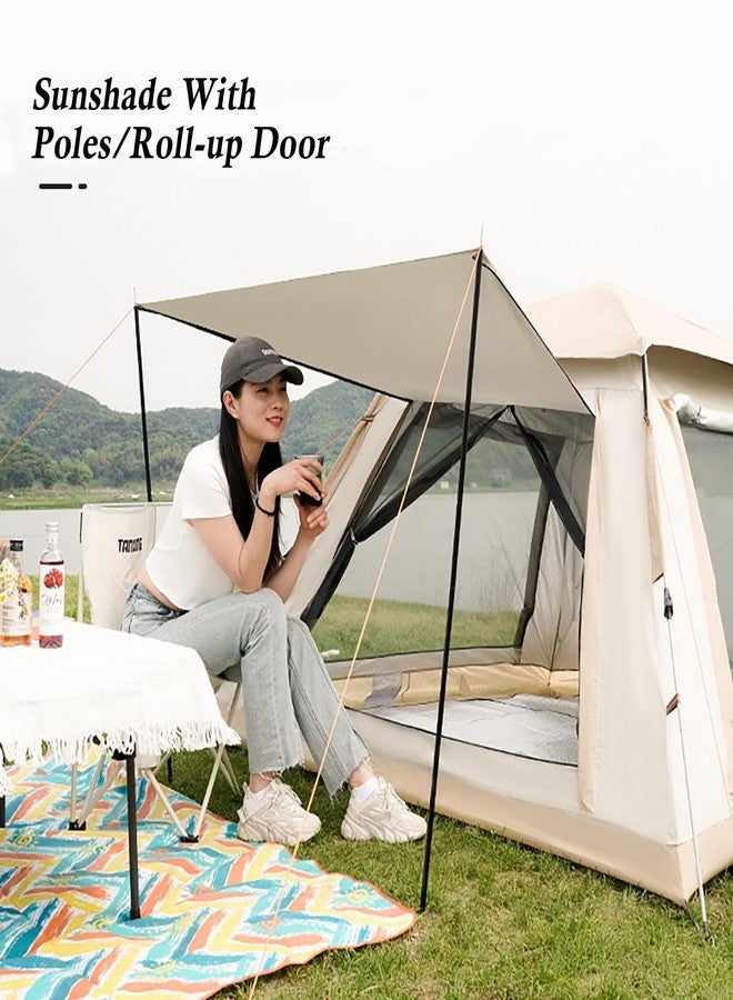 Blackpongo Instant Tent, Pop Up Tent, Camping Tent for 4 Person, 2 Mesh Windows & 2 Doors, Easy Set Up Tent with Vestibule & Rainfly (Khaki) - Image 5