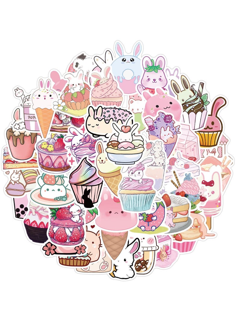 SYOSI Kawaii Rabbit Stickers Girls Pink, Gift for Children Teens Adults Kids, Waterproof Cute Cartoon Stickers Scrapbook Water Bottle Vsco Laptop Skateboard Journal Bicycle DIY Decals  - Image 1