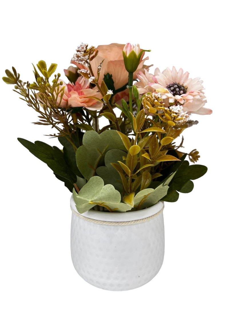 BABAZAM Decorative Artificial Flowers Potted in White Ceramic Pot Lifelike Blooms for Home Office Living Room Décor and Gifting Beige (23x16x11cm)  - Image 2