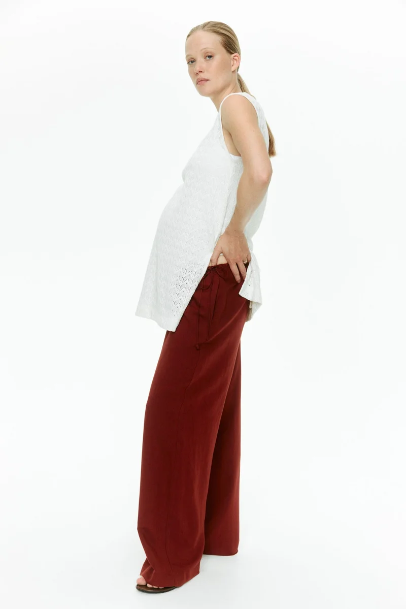 MAMA Linen-blend drawstring trousers