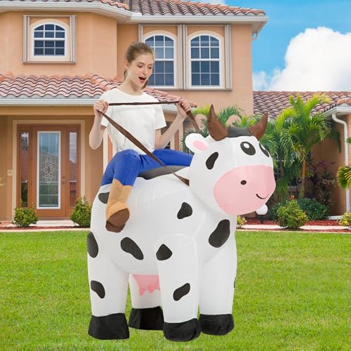 tasanor Blow Up Cow Costumes for Adults,Inflatable Costume Adult,Inflatable Cow Costume,Halloween Costumes for Men/Women (63INCH) - Image 2