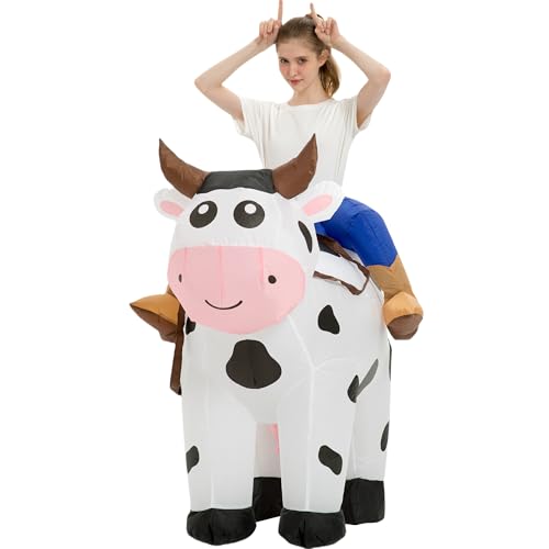 tasanor Blow Up Cow Costumes for Adults,Inflatable Costume Adult,Inflatable Cow Costume,Halloween Costumes for Men/Women (63INCH) - Image 1