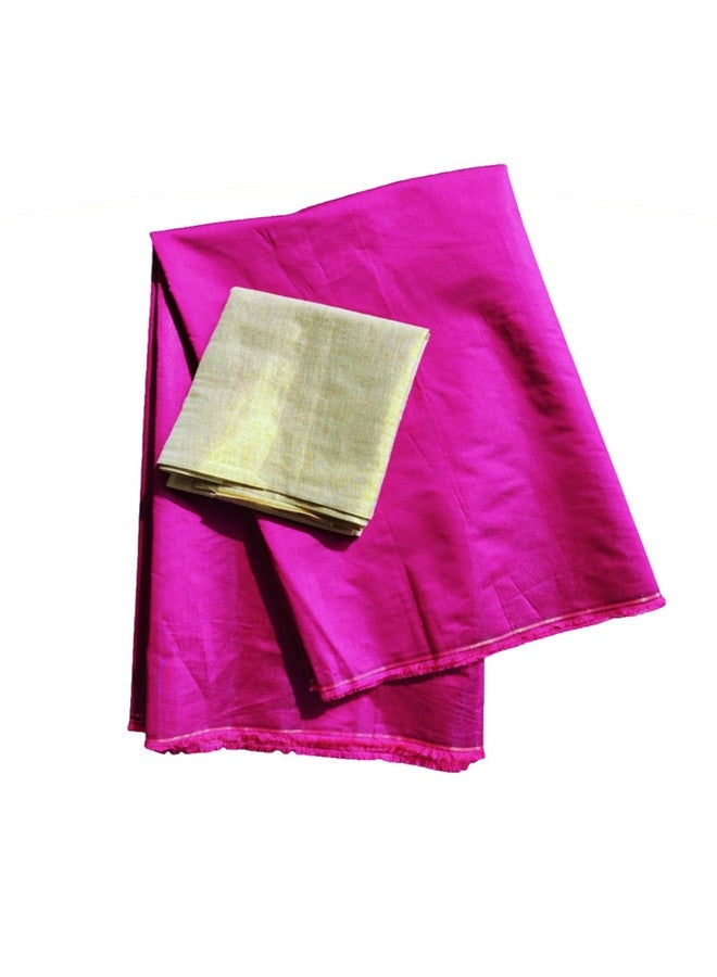 Manvicare Elegant Magenta Pink Color Plain Chanderi Silk Saree for women/girls - 5.5 meter & 1 meter brocade blouse piece - Image 1