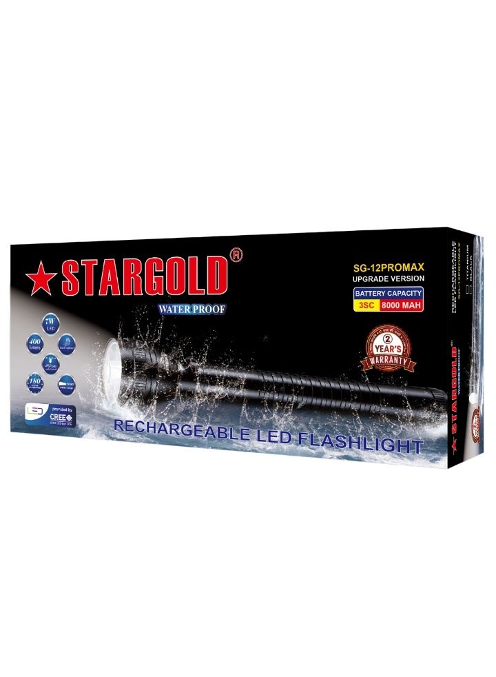 Stargold Rechargeable LED Flashlight 7W Cree LED 8000mAh Lithium Battery Corrosion/Water/Shock Resistance - Image 2