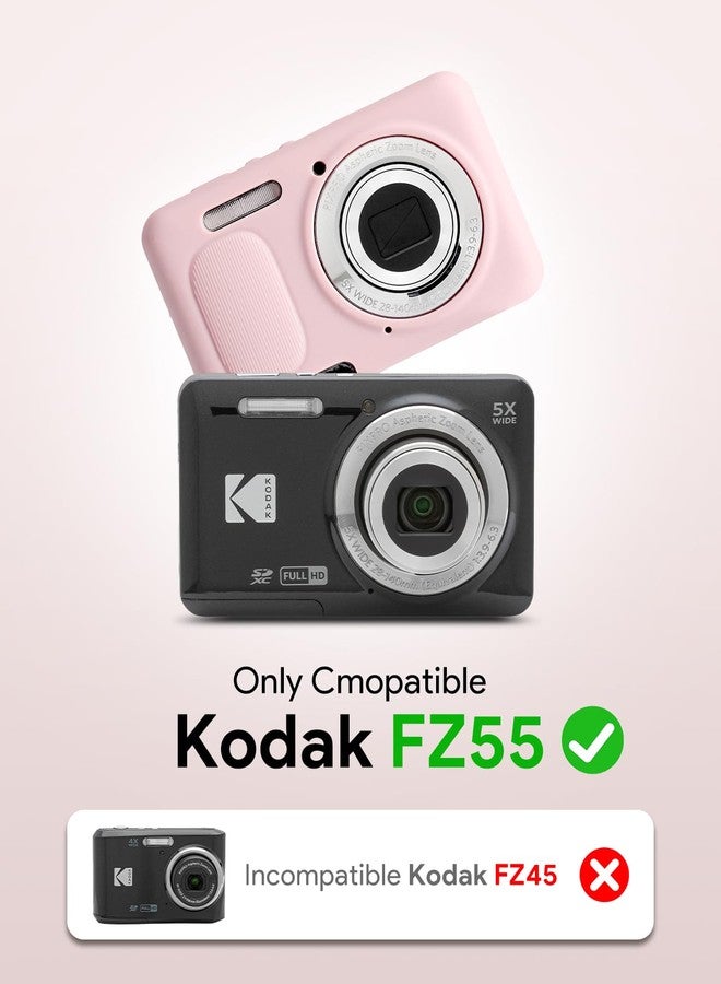 SQERO Digital Camera Case for KODAK PIXPRO FZ55 - with Soft Silicone FZ55 Compact Travel Bag with 3 SD Card Slots,Small Lightweight Pouch, Cute Gifts for Adults Kids (Pink Set Z55) - Image 2