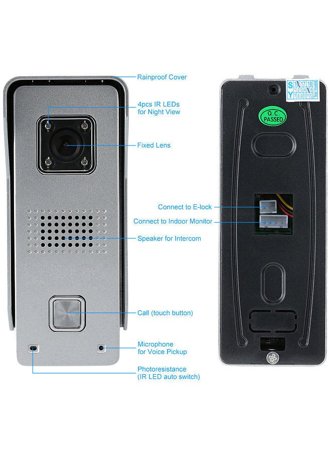 Generic - 7’’Color TFT LCD Video Door Phone Intercom Doorbell Unlock Monitor Rainproof Night Vision IR CCTV Camera Home Security - Image 1
