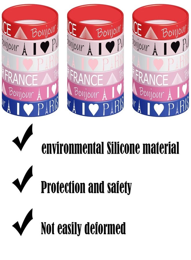 كوبا بلاي 24 قطعة من أساور المعصم المطاطية لحفلات باريس الفرنسية - مستلزمات وهدايا حفلات أعياد الميلاد ذات الطابع الفرنسي الباريسي، أساور سيليكون - Image 3