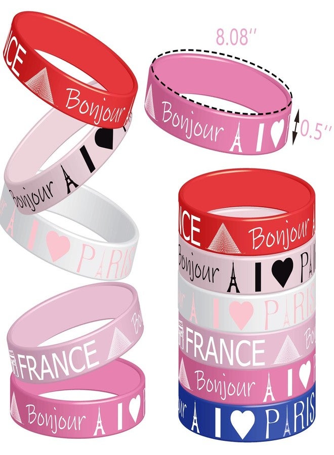 كوبا بلاي 24 قطعة من أساور المعصم المطاطية لحفلات باريس الفرنسية - مستلزمات وهدايا حفلات أعياد الميلاد ذات الطابع الفرنسي الباريسي، أساور سيليكون - Image 2