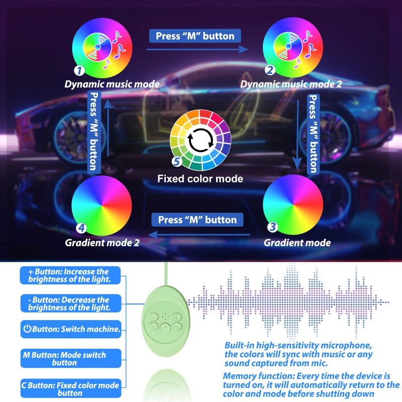 Fimker Soft Car Floor Mats With Led Strip Light, Universal Fit Black Automotive Carpet, App Control Interior Car Lights Floor Mats, Anti-Slip Waterproof RGB Car Decor Accessories For SUV, Trucks, Sedan,Jeeps - Image 3
