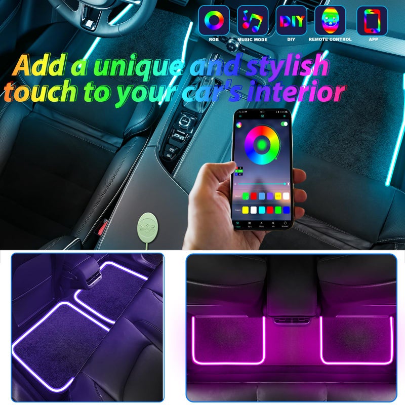 Fimker Soft Car Floor Mats With Led Strip Light, Universal Fit Black Automotive Carpet, App Control Interior Car Lights Floor Mats, Anti-Slip Waterproof RGB Car Decor Accessories For SUV, Trucks, Sedan,Jeeps - Image 2