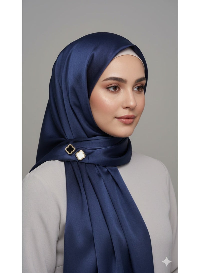 2-Piece Multi-Purpose Magnetic Hijab Pins for Women - No-Snag Scarf Clasp, Safety Brooch for Shawls and Clothing - Strong Magnet Buttons (Black/White) - Image 1