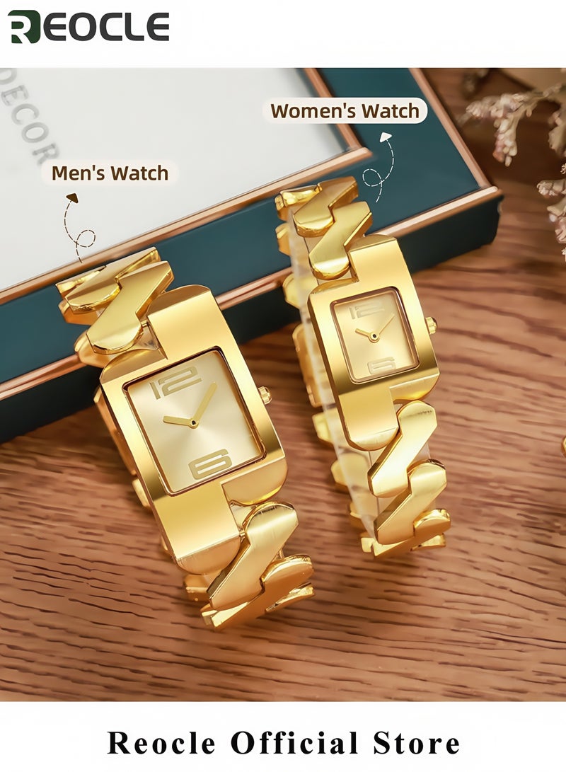 REOCLE Women's Watch Rectangular Stainless Steel Watch Analog Big Numerals Quartz Bracelet Watch Quartz Bracelet Watch Simple Dial for Commuting & Business Gift for Mother & Girlfriend - Image 4