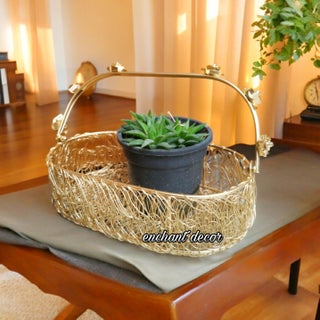 Asha Enchant Decor Multipurpose Metal Rust Free Wire Basket Tray with Decorative Golden Rose Handle Wedding Gift Basket Flower Decoration Centerpiece Set of 1 Gold 26 x 14 x 7 cm - pzsku/Z556080BEA3EC97C155EEZ/45/1745820620/91b2d3e1-1c83-4122-adff-6377d9ccd1ec